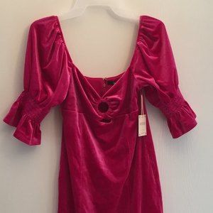 Magenta Velvet Mini Dress Forever 21 Medium Knit Dress NEW WITH TAGS!